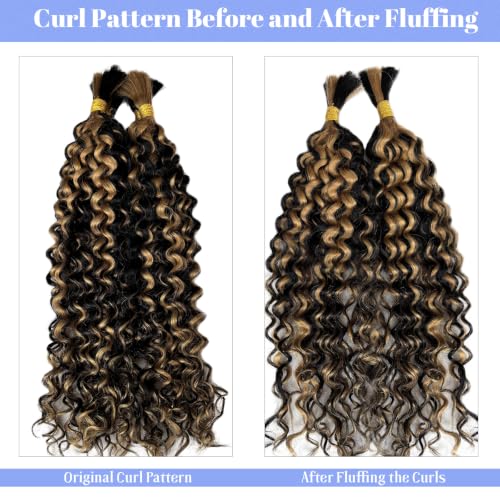 Boho Human Braiding Hair Curly 16 Inch 100G - Black & Honey Blonde