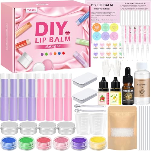 DIY Lip Balm Kit with Shea Butter, Beeswax & Natural Oils - Make Your Own Moisturizing Lip Gloss for Women & Girls