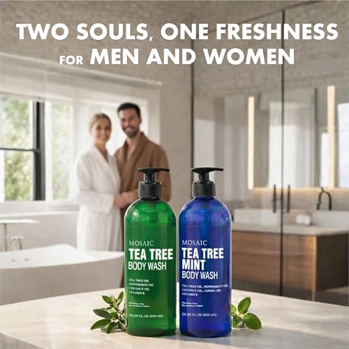 Tea Tree & Mint Body Wash with Vitamin E – Large 20.2 Fl Oz Bottles — Pack of 3