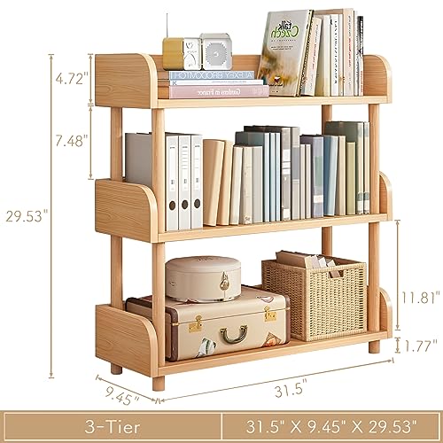 3-Tier Wooden Open Bookcase, Oak