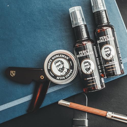 Percy Nobleman Beard Grooming Kit ? Gift Set with Signature Scented Beard Oil (1.7 fl oz), Beard Wash (1.7 fl oz), Beard Balm (0.7 fl oz) & Beard Comb for Softening, Hydration & Beard Maintenance
