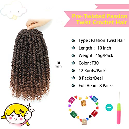 Fulcrum Passion Twist Crochet Hair 10 Inch - Pack of 8, T30#