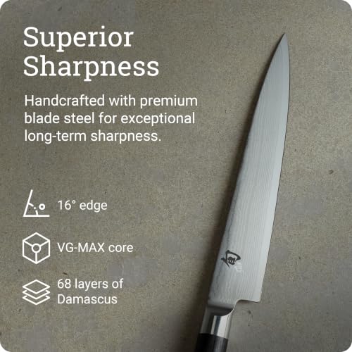 Shun Classic 6-Inch Utility Knife - Black Handle, VG-MAX, Damascus 68-Layer