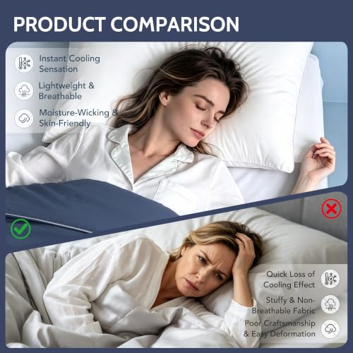 DOWNFORT Twin XL Cooling Comforter Navy Blue 68x90" with Double-Sided Cold Tech