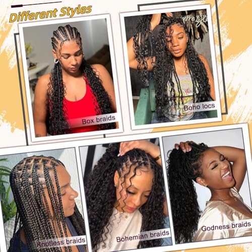 Natural Color 18 Inch Deep Wave Curly Human Hair Extensions Boho Braiding Bundles - Tosiboy