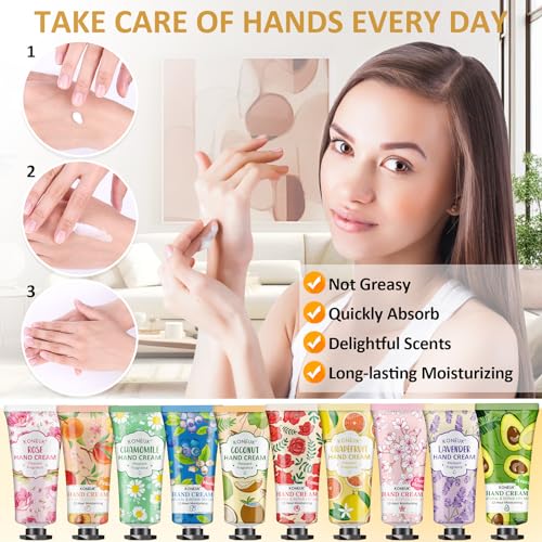 64 Pack Moisturizing Hand Cream Set, Easter Basket Stuffers, Bulk Hand Lotion Travel Size for Dry Cracked Hands, Mini Hand Cream for Mom Gifts, Gifts for Mom, Thank You Gifts