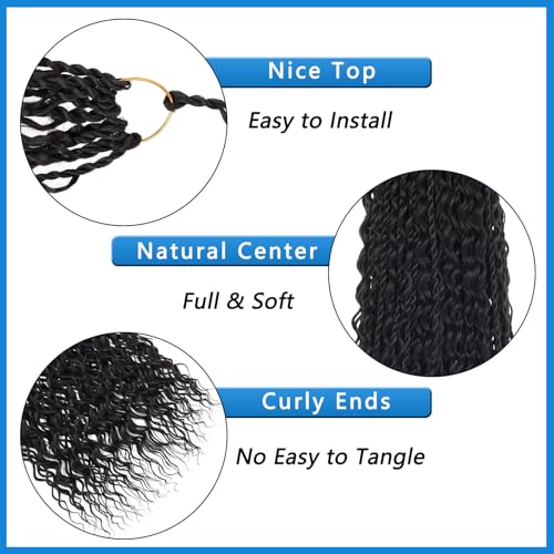 18 Inch Senegalese Twist Crochet Hair - Boho Island Style with Curly Ends, 9 Pack - Black