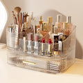 Glowspire Clear 2-Layer 360° Rotating Makeup Organizer with Stackable Drawers