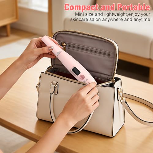 Pink Sonic Dermaplane Razor for Women - Peach Fuzz Hair Removal with 12 Refill Blades
