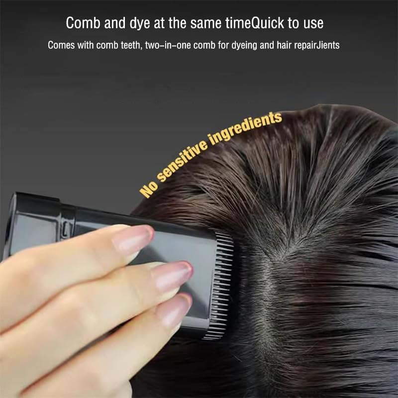 2Pcs Safe and Convenient Comb Hair Dye, Instant Hair Color Touch-Up for Men & Women, Waterproof & Sweatproof, 2-in-1 Hair Dye with Built-in Comb, Portable & Easy to Use (Black)