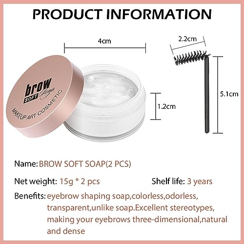 Soap Brows Kit,2Pcs/Set Eyebrow Freeze Styling Wax,Gel Para Cejas Transparente Waterproof Long-lasting Eyebrows Enhancer Shaping Clear Tint Gel, Eye Brow Makeup Balm Pomade Cosmetics(2pcs 01#)