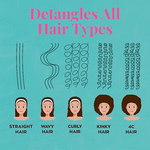 Black Felicia Leatherwood Detangler Brush for Kinky, Curly & Straight Hair – Pain-Free Tangle Tool