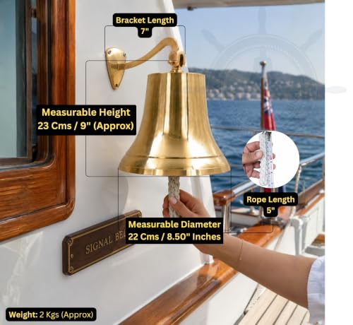 Enormous Nautical Wall Hanging Ship Bell Brass Doorbell Indoor Outdoor Decor