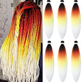 Pre Stretched Braiding Hair Extensions 30 Inch 6 Pack - Black-Red-Yellow-White