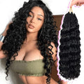 GOWIT 18 Inch Deep Wave Crochet Hair 7 Packs Black Pre-Looped Synthetic Braids
