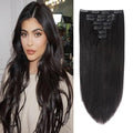 Clip in Hair Extensions 18 Inch 150g Natural Black Real Human Hair - Variation of THIS listing
