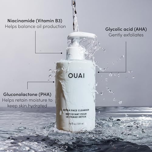 OUAI Detox Facial Cleanser 7.8 fl oz Pack of 2 – Glycolic Acid + Niacinamide & PHA Deep Cleansing