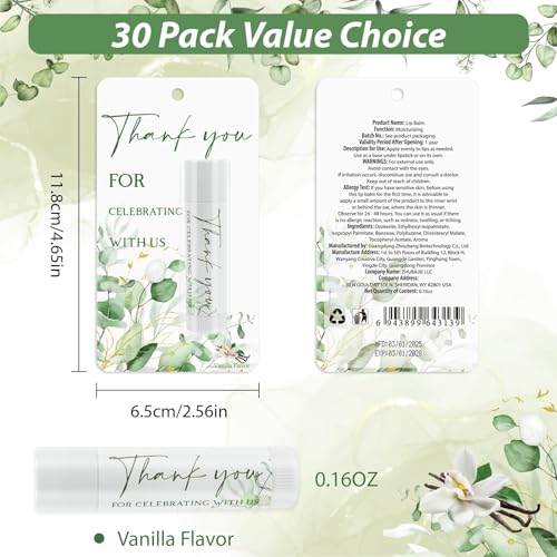 Vanilla Lip Balm Set - 30 Bulk Wedding & Party Favors, Bridal Gifts