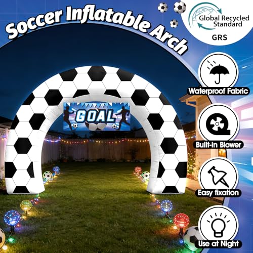 8FT Giant Soccer Inflatable Arch Match Day Party Decor - Waterproof & LED Lights