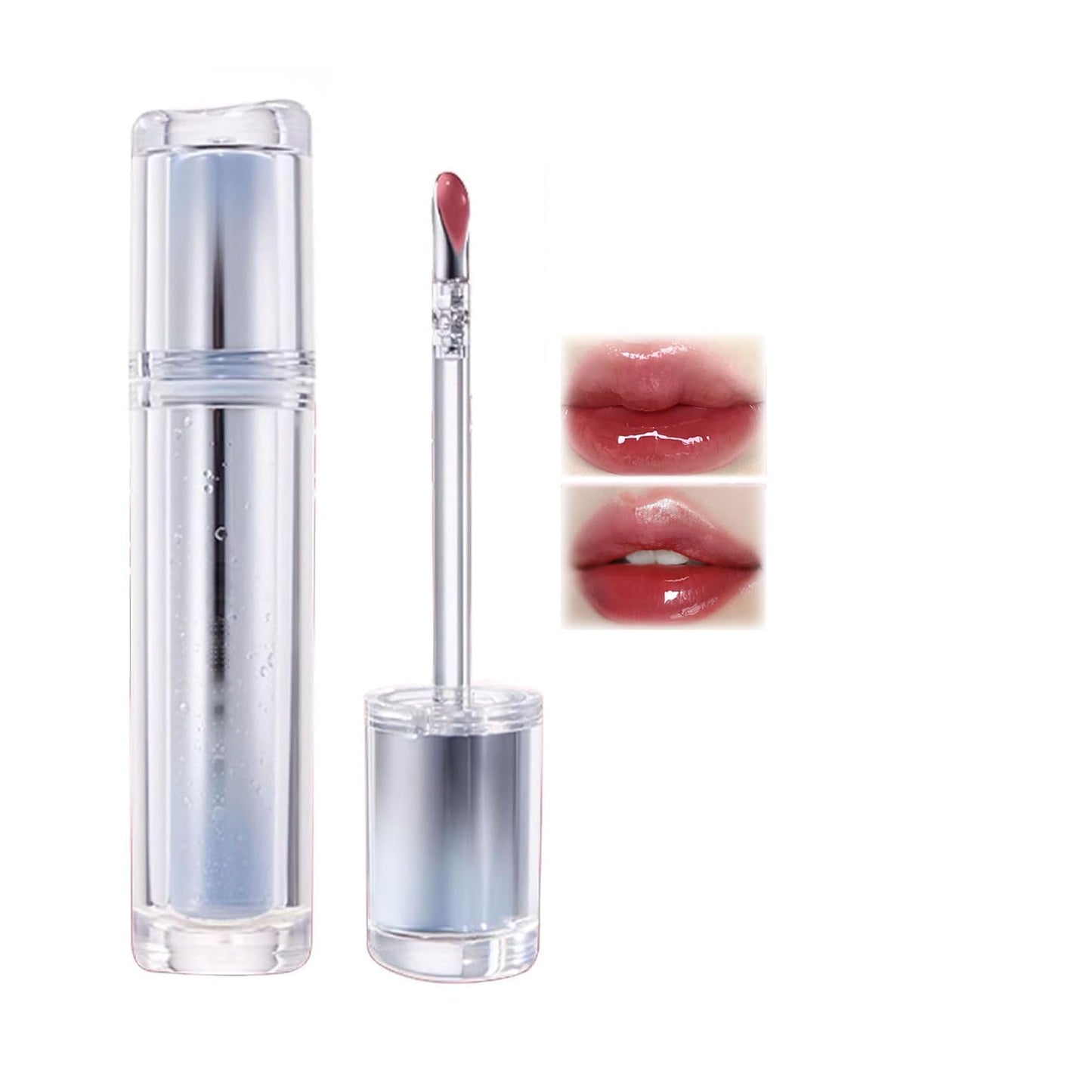 Gymfber Ice Watery Lip Gloss, Jelly Hydrating Lip Gloss, Moisturizing Nonstick Tinted Gloss Lips Oil (10#)