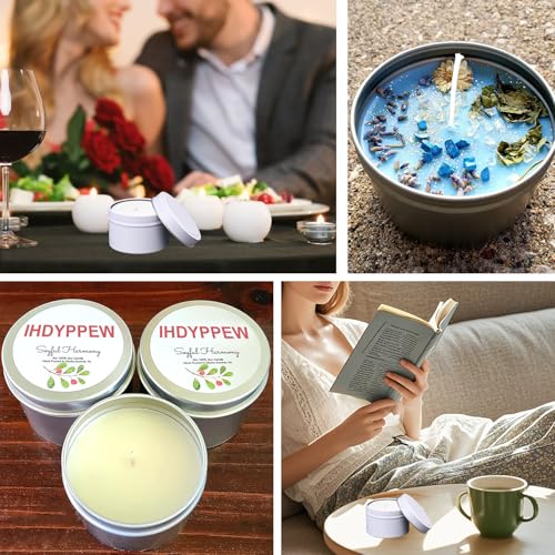 White Candle Tins with Lids 4 oz Bulk Pack for DIY Candle Making & Crafts