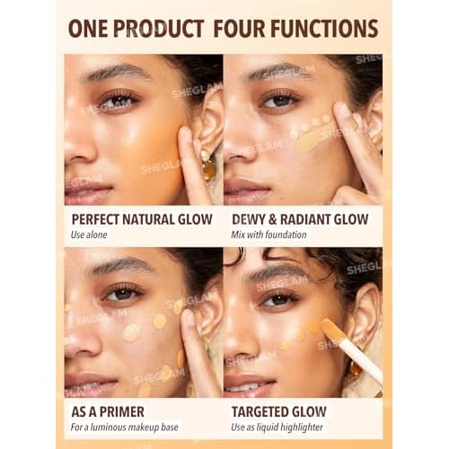 SHEGLAM Sunburst Glow Mixer 4-IN-1 Liquid Glow, Complexion Booster For A Glowing, Soft-Focus Look, Infused With Hyaluronic Acid, Vegan & Cruelty-Free-Medium Tan Neutral