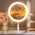 White 8-Inch Rechargeable Makeup Mirror with 10X Magnification and LED Light - 14-Inch Vanity