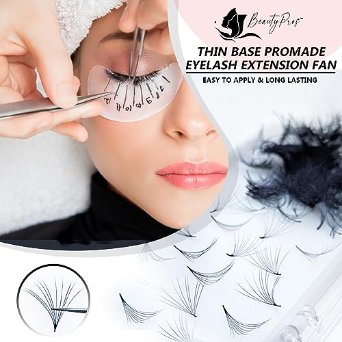Professional Lash Extension Kit ? Faux Mink Bundle 500 Lash Fans (8-17mm)- Premade Loose Fans base (0.05mm & 0.07mm) -Volume Lash Extensions Multiple Selection -Black (9D D Curl Wispy 13mm)