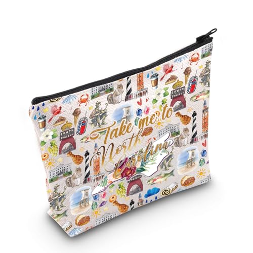 WZMPA North Carolina State Travel Makeup Bag North Carolina Tourist Gift Take Me To North Carolina Zipper Bag North Carolina Tour Gift (Take North Carolina)