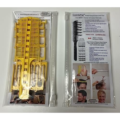 Scissor Clipper Over Comb Hair Cutting Tool - DIY Home Hair Cutting Guide Comb Set (Classic Set, Yellow)
