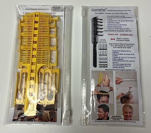 CombPal Yellow Over Comb Hair Cutting Tool Set with 7 Guides - DIY Haircutting