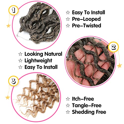 Fulcrum Goddess Locs Crochet Hair 18 Inch Pack of 8 Curly Faux Locs for Black Women T27#
