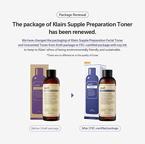 DearKlairs Supple Preparation Facial Toner 6.08 Fl Oz - Hydrating, pH-Balancing, Vegan