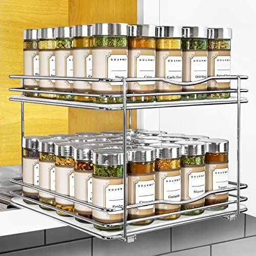 Chrome 2-Tier Pull-Out Spice Rack for Cabinets - 10-1/4 Inch Wide