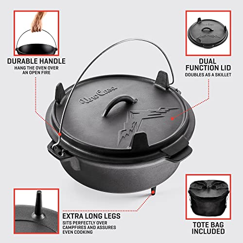 Uno Casa 6 Qt Cast Iron Dutch Oven Kit with Lid, Skillet, Tote & Recipe Book