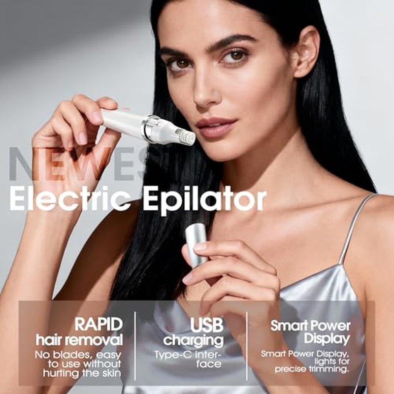 DSP Women's Facial Shaver - Electric Face Razor for Women with LED Light, Removable Blade for Easy Cleaning, Type-C Charge, Gentle Hair Removal Device