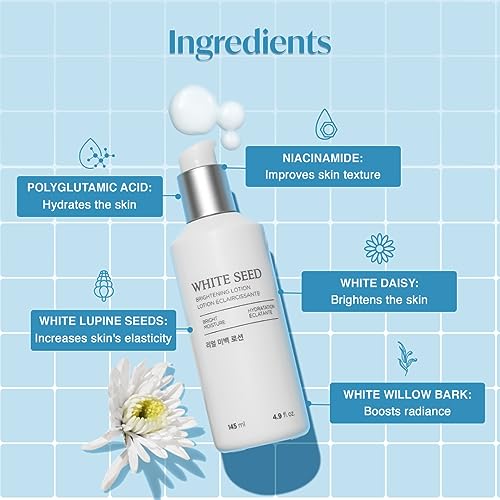 White Seed Brightening Lotion with Niacinamide 4.9 Fl Oz - Moisturizer for Dark Spots & Dull Skin