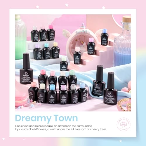 Beetles Gel Nail Kit Easy Extension Set and beetles Gel Polish Nail Set 20 Colors Pastel Girly Sparkle Glitter Uv