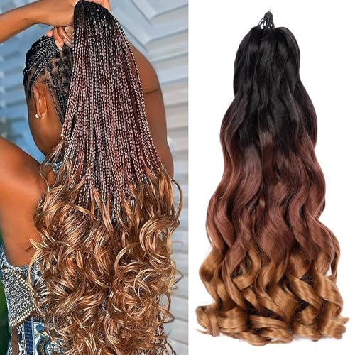 French Curly Braiding Hair 22 Inch Ombre Synthetic Extensions - 7 Packs