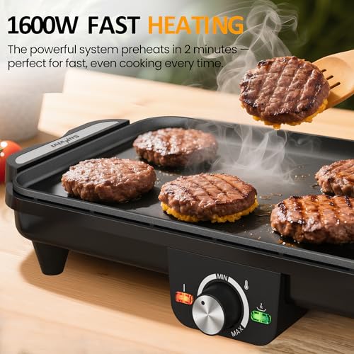 38-Inch Electric Griddle with Nonstick Surface & Dual Temperature Control