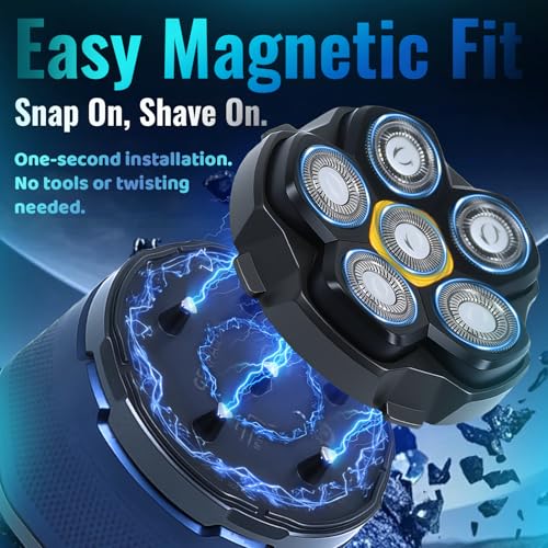 Magnetic 6D Shaver Replacement Heads ? Universal Compatible with Kensen,DOAO,NIWUIO,Ufree,Solimpia & Most Most 6D Magnetic Electric Shavers for Bald Men & Face Shaving (3-Pack)