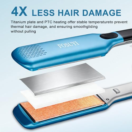 2 Inch Ceramic Wide Plate Hair Straightener and Curler - 500°F High Temp Flat Iron
