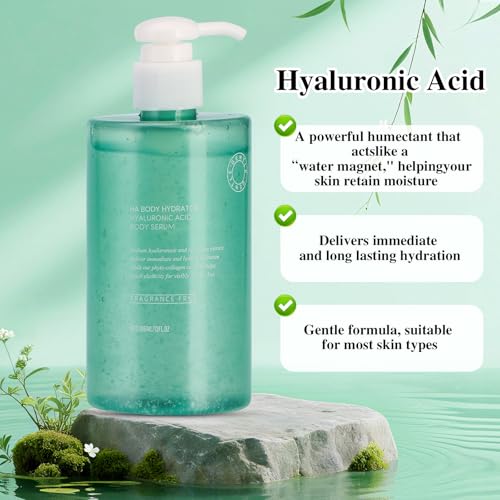 Hyaluronic Acid Body Serum for Dry Skin with Red Algae Extract - Long-Lasting Moisturizer for Men & Women