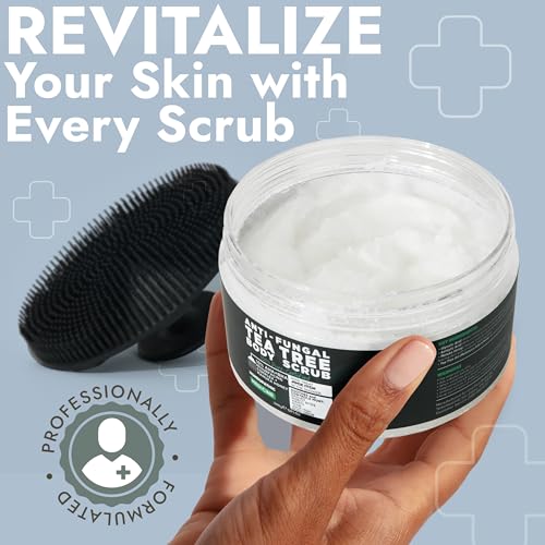 Tea Tree Body Scrub with Brush - Antifungal Exfoliating & Soothing Skin Care
