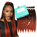 Pre Stretched Braiding Hair 26 Inch Omber Black to Dark Ginger 8 Pack - Synthetic Yaki Texture