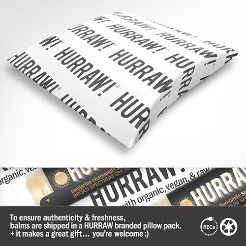 Hurraw! Sun Lip Balm (Zinc Oxide Protection, Broad Spectrum SPF 15, Tangerine, Chamomile), 2 Pack: Organic, Certified Vegan, Gluten Free. Non-GMO, All-Natural. Bee, Shea, Soy & Palm Free. Made in USA