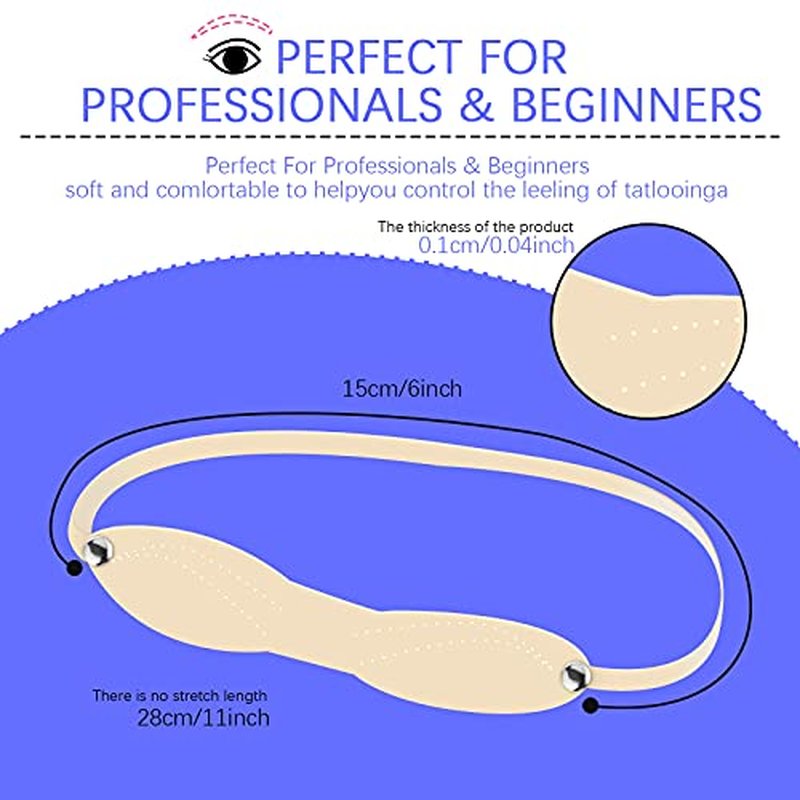Maitys 20 Pieces Microblading Blading Fake Skin Silicone Eyebrow Tattoo Practice Micro-blading Fake Skin Headband for Beginners Tattoo Eyebrow Practice Design(Dotted Line,White Dotted Line)