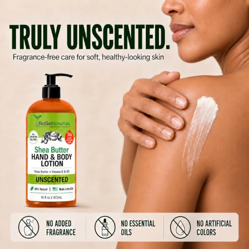Unscented Shea Butter Lotion for Extremely Dry Skin - 16oz, Fragrance-Free