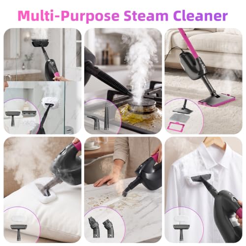 Pink & Grey 9-in-1 Multi-Surface Steam Mop & Handheld Cleaner