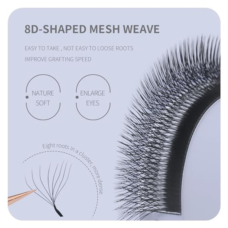 8D Premade Fan W Shape Eyelash Extensions 0.07 D Curl 8-15mm Mix Volume Self Fanning False Lashes Makeup Supplies Professional Use Lash Extension(0.07 D, 8-15mm Mix)